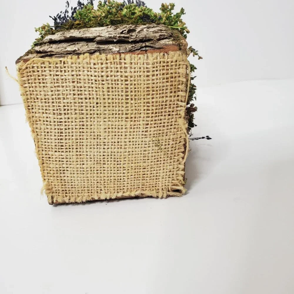 Faux Red Roses & Flowers in tree trunk arrangement home decor (New without box)